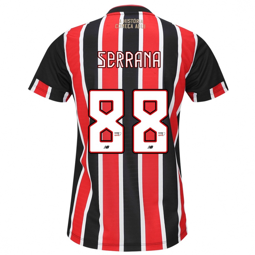 Kinder Fußball Serrana #88 Schwarz Rot Weiß Auswärtstrikot Trikot 2024/25 T-Shirt Luxemburg