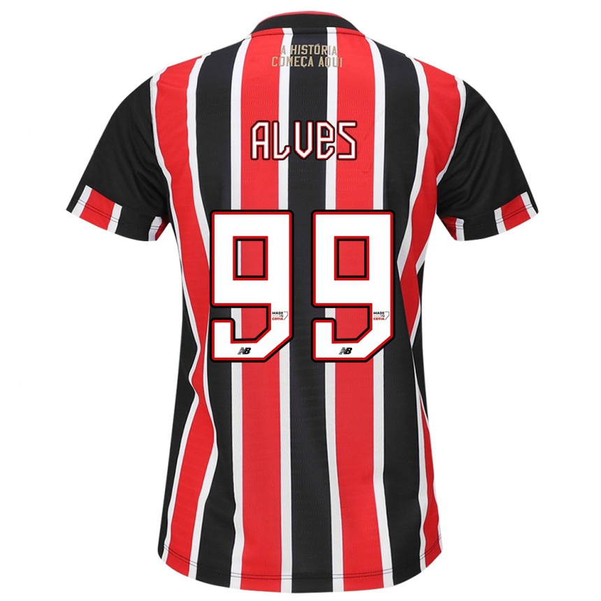 Kinder Fußball Letícia Alves #99 Schwarz Rot Weiß Auswärtstrikot Trikot 2024/25 T-Shirt Luxemburg