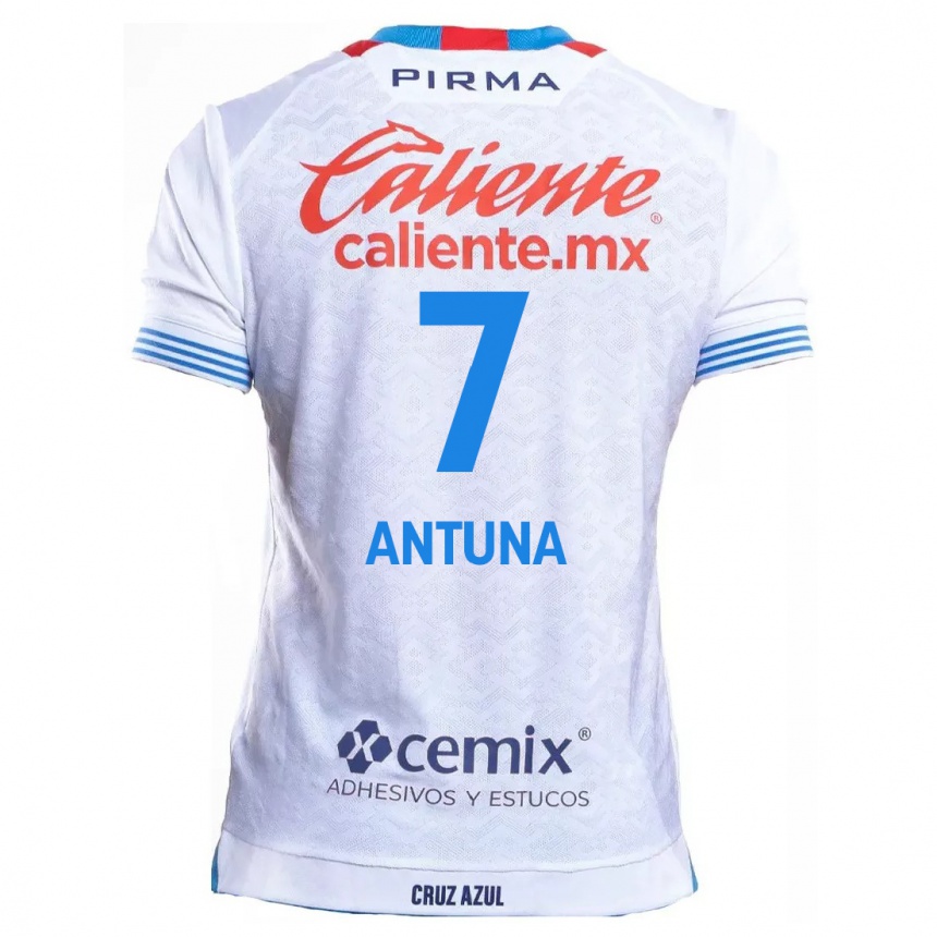 Kinder Fußball Uriel Antuna #7 Weiß Blau Auswärtstrikot Trikot 2024/25 T-Shirt Luxemburg