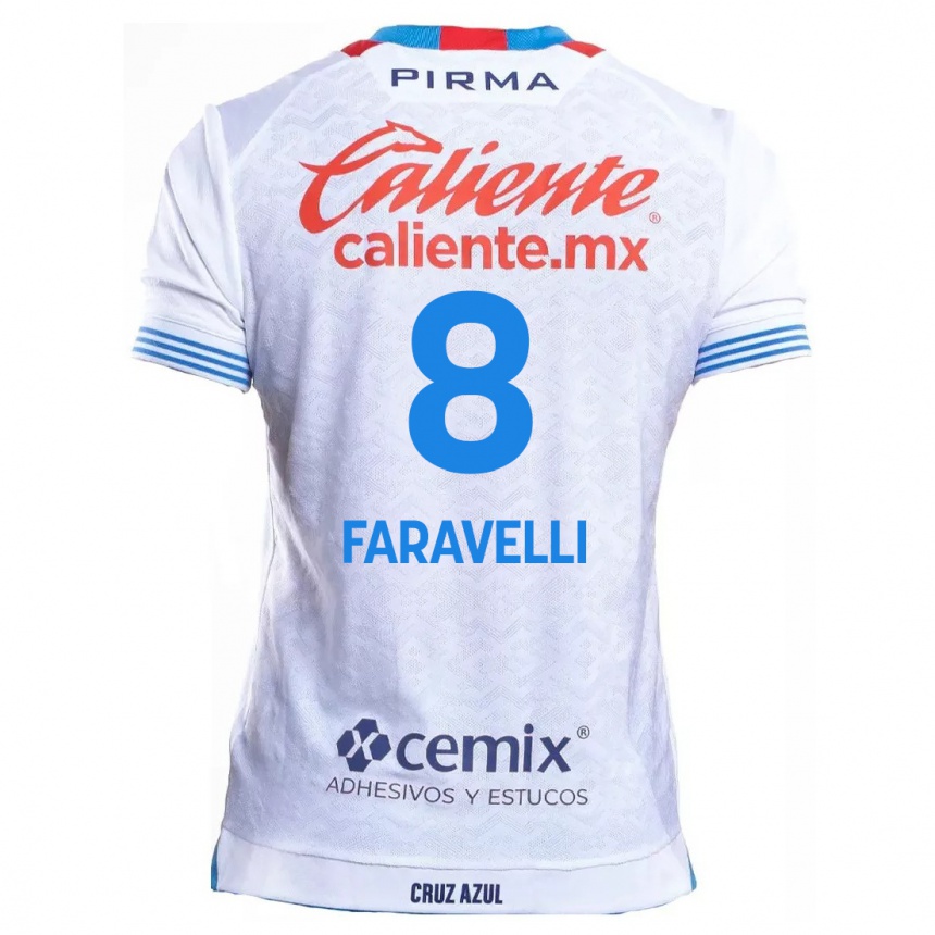 Kinder Fußball Lorenzo Faravelli #8 Weiß Blau Auswärtstrikot Trikot 2024/25 T-Shirt Luxemburg