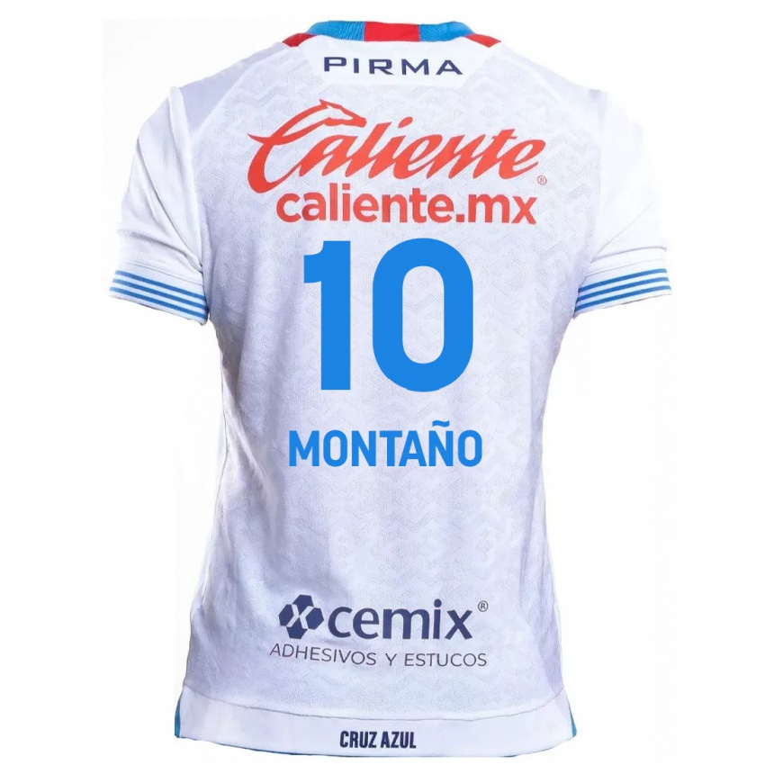 Kinder Fußball Andrés Montaño #10 Weiß Blau Auswärtstrikot Trikot 2024/25 T-Shirt Luxemburg