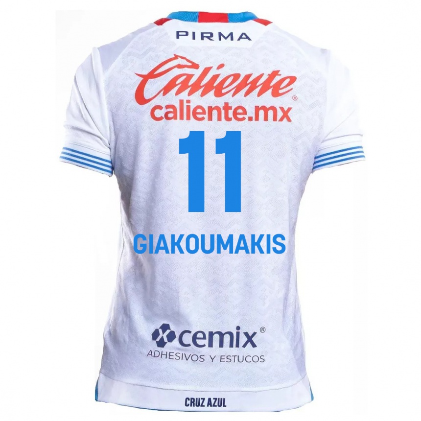 Kinder Fußball Georgios Giakoumakis #11 Weiß Blau Auswärtstrikot Trikot 2024/25 T-Shirt Luxemburg