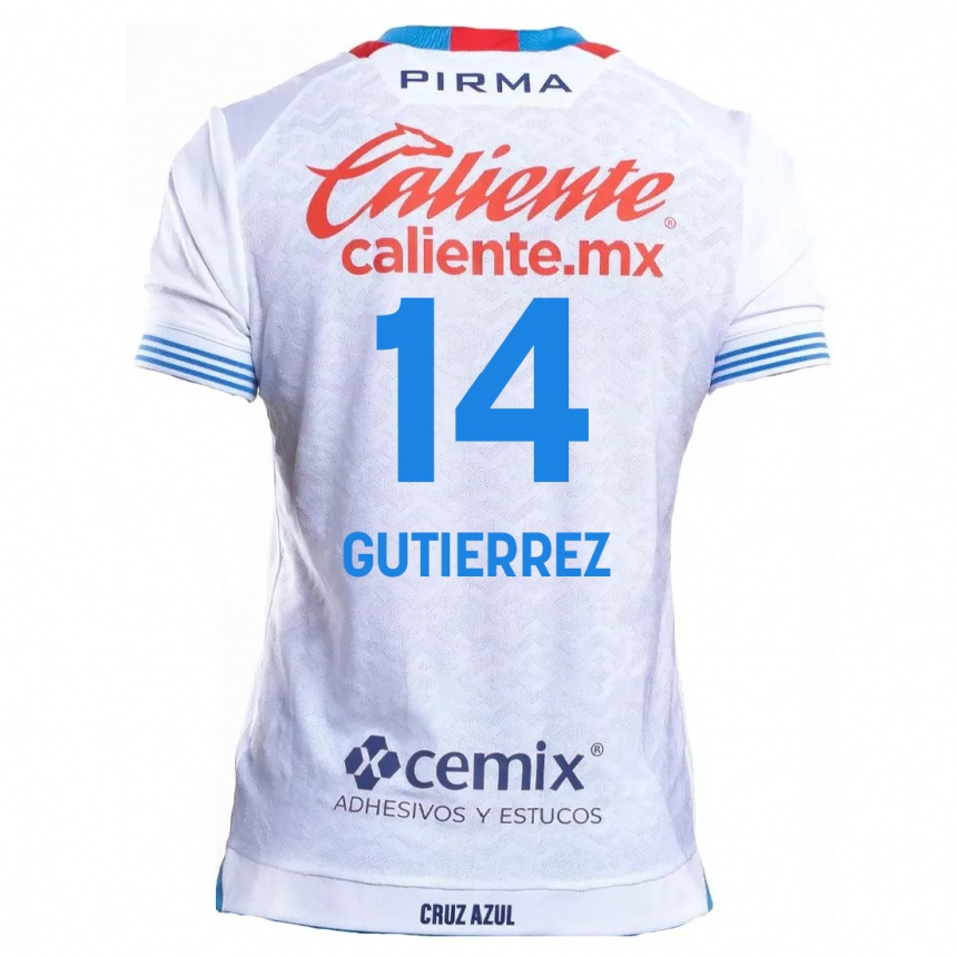 Kinder Fußball Alexis Gutiérrez #14 Weiß Blau Auswärtstrikot Trikot 2024/25 T-Shirt Luxemburg