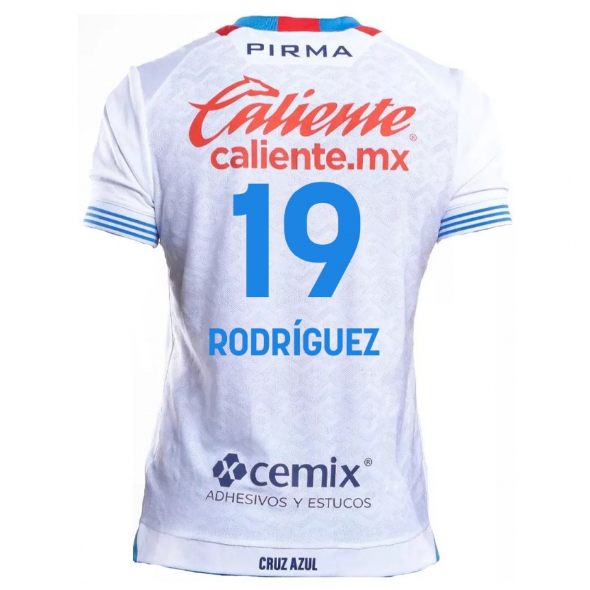 Kinder Fußball Carlos Rodríguez #19 Weiß Blau Auswärtstrikot Trikot 2024/25 T-Shirt Luxemburg