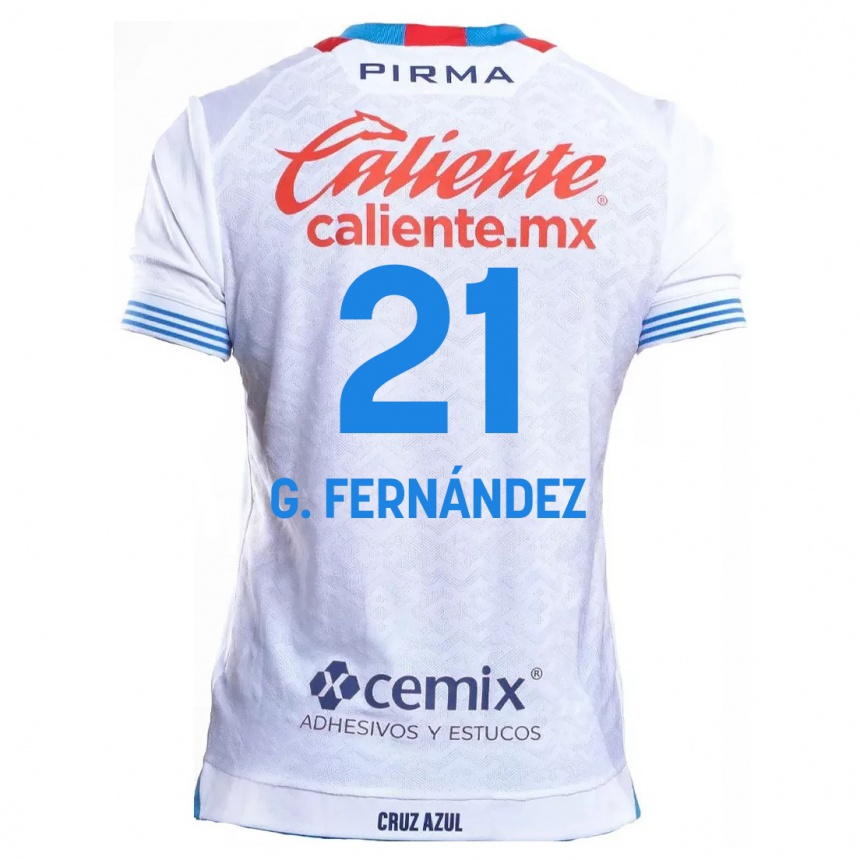 Kinder Fußball Gabriel Fernández #21 Weiß Blau Auswärtstrikot Trikot 2024/25 T-Shirt Luxemburg