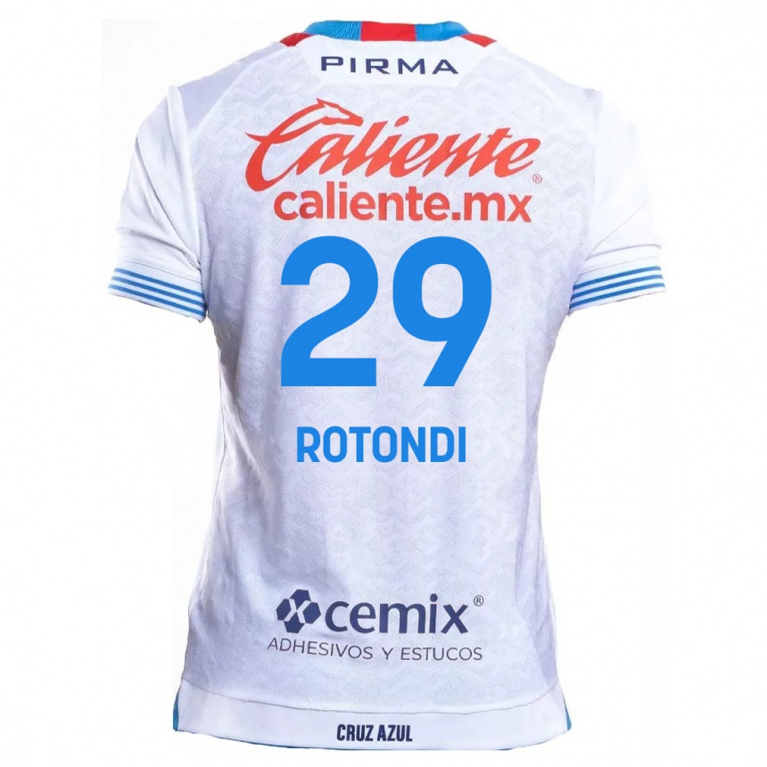 Kinder Fußball Carlos Rotondi #29 Weiß Blau Auswärtstrikot Trikot 2024/25 T-Shirt Luxemburg