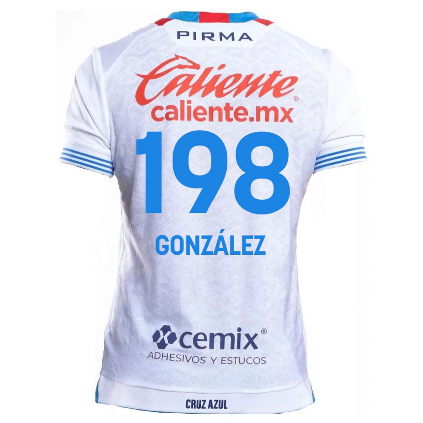 Kinder Fußball Kenneth González #198 Weiß Blau Auswärtstrikot Trikot 2024/25 T-Shirt Luxemburg