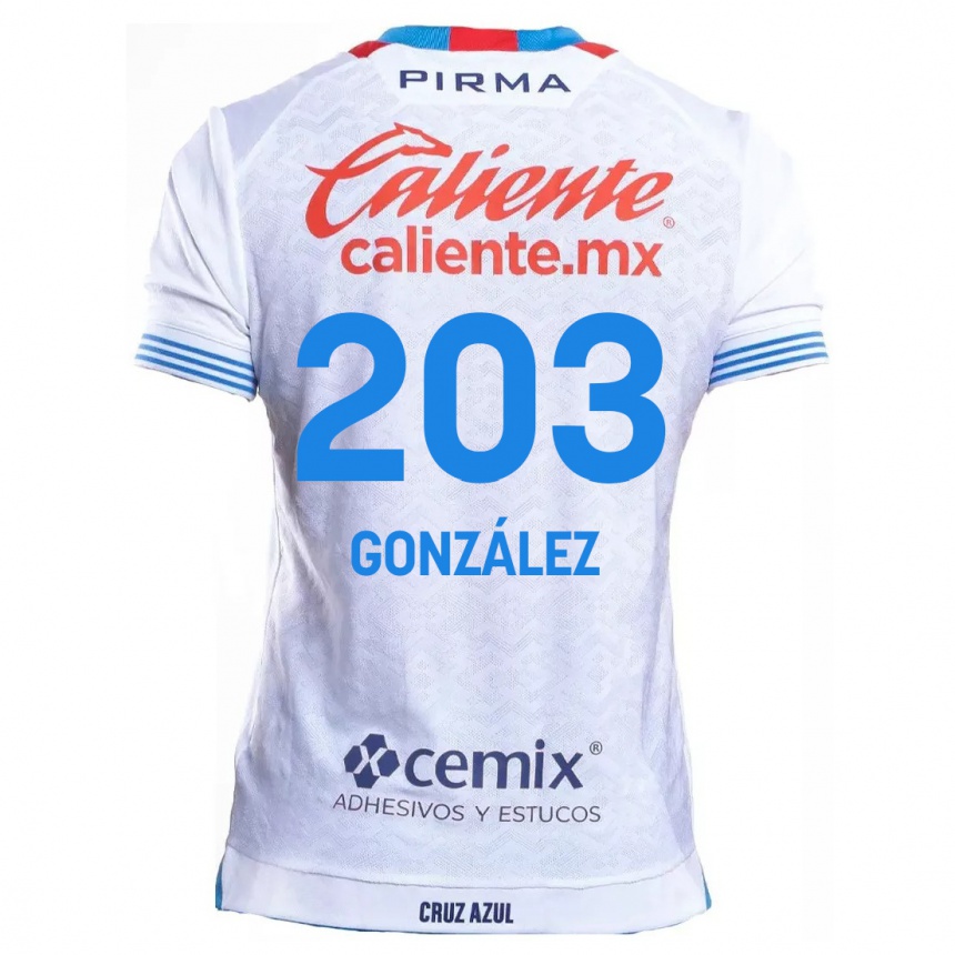 Kinder Fußball Rogelio González #203 Weiß Blau Auswärtstrikot Trikot 2024/25 T-Shirt Luxemburg