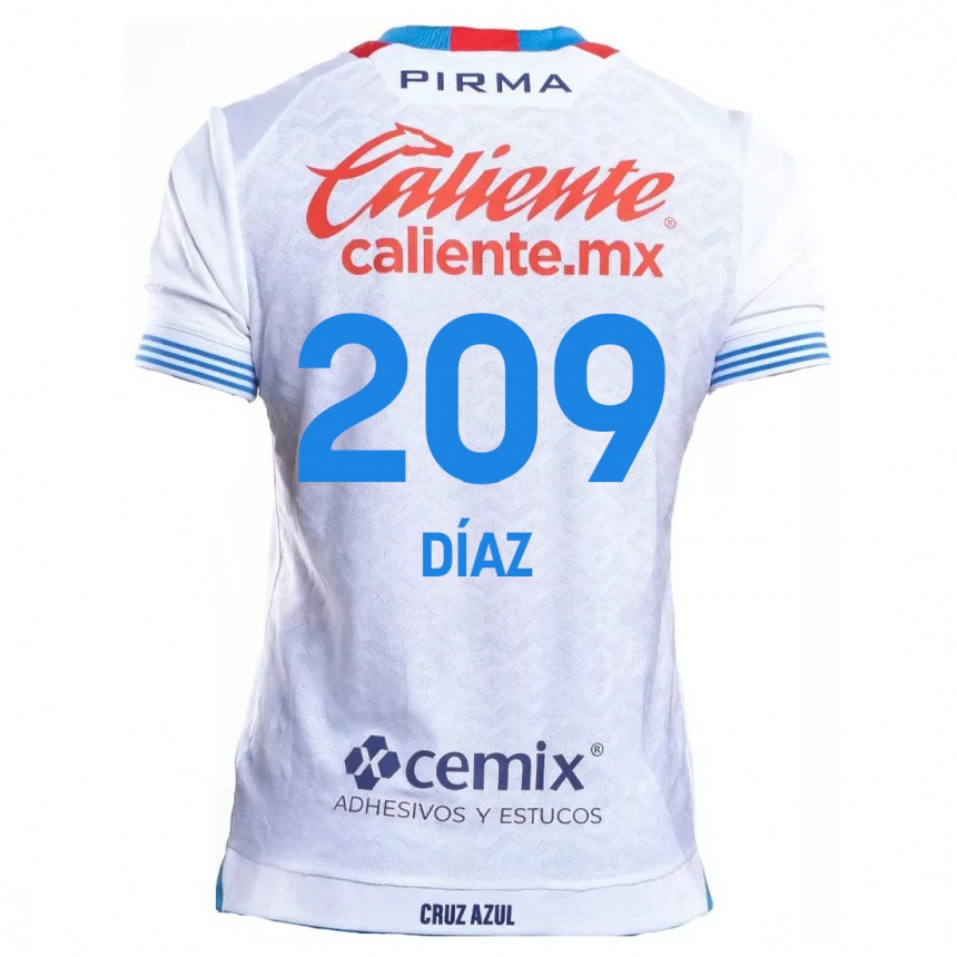 Kinder Fußball Josué Díaz #209 Weiß Blau Auswärtstrikot Trikot 2024/25 T-Shirt Luxemburg