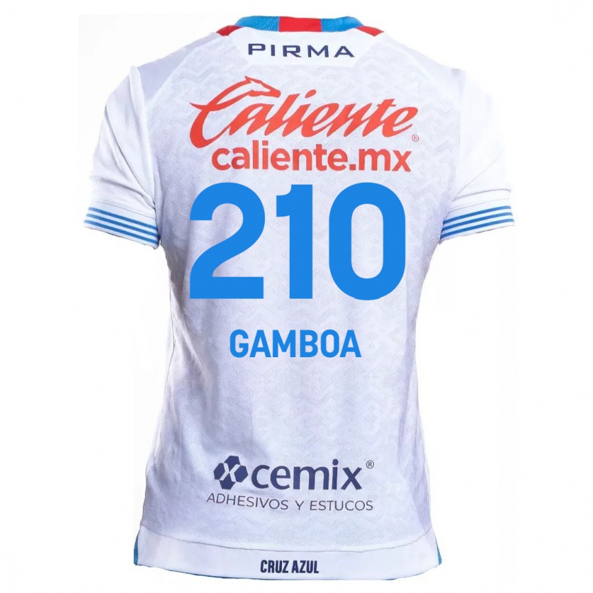 Kinder Fußball Bryan Gamboa #210 Weiß Blau Auswärtstrikot Trikot 2024/25 T-Shirt Luxemburg