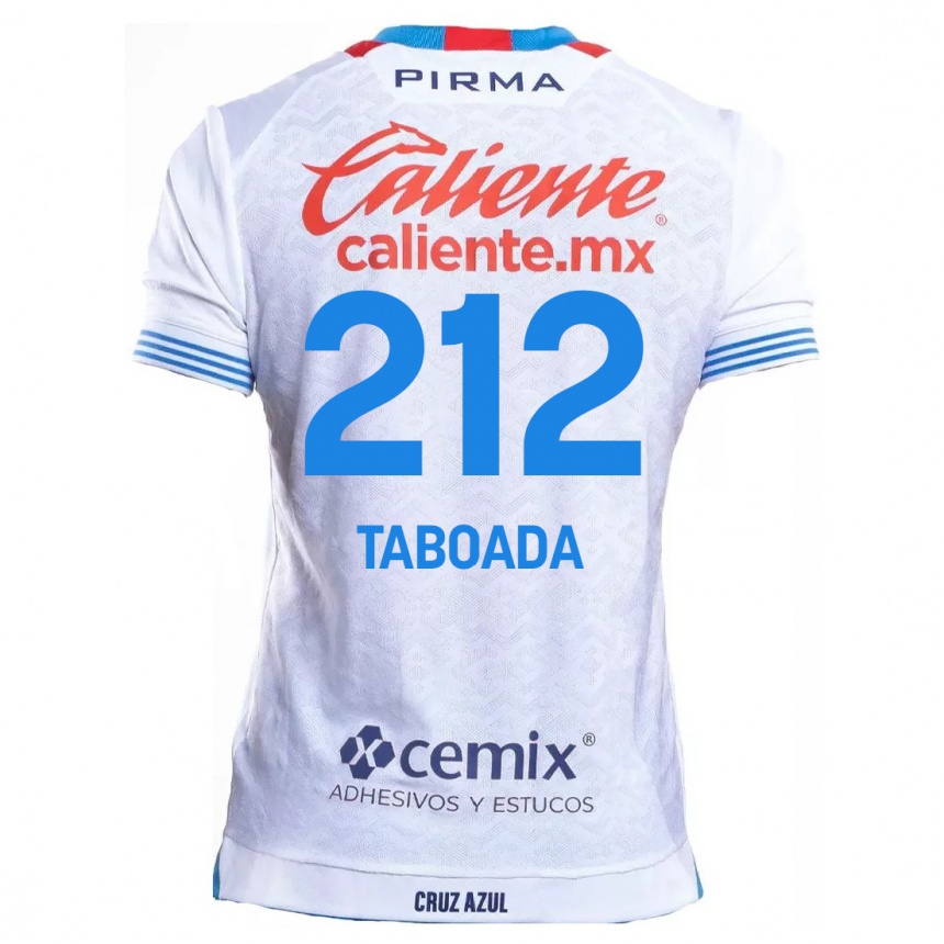 Kinder Fußball Víctor Taboada #212 Weiß Blau Auswärtstrikot Trikot 2024/25 T-Shirt Luxemburg