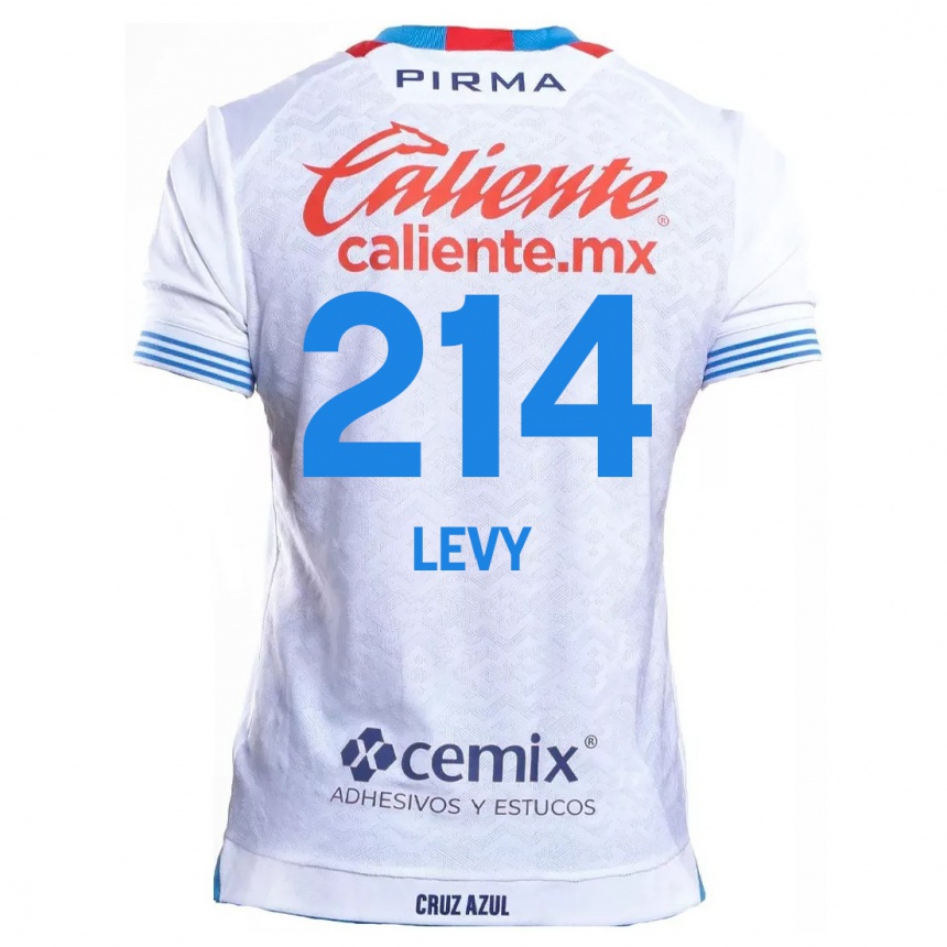 Kinder Fußball Mateo Levy #214 Weiß Blau Auswärtstrikot Trikot 2024/25 T-Shirt Luxemburg