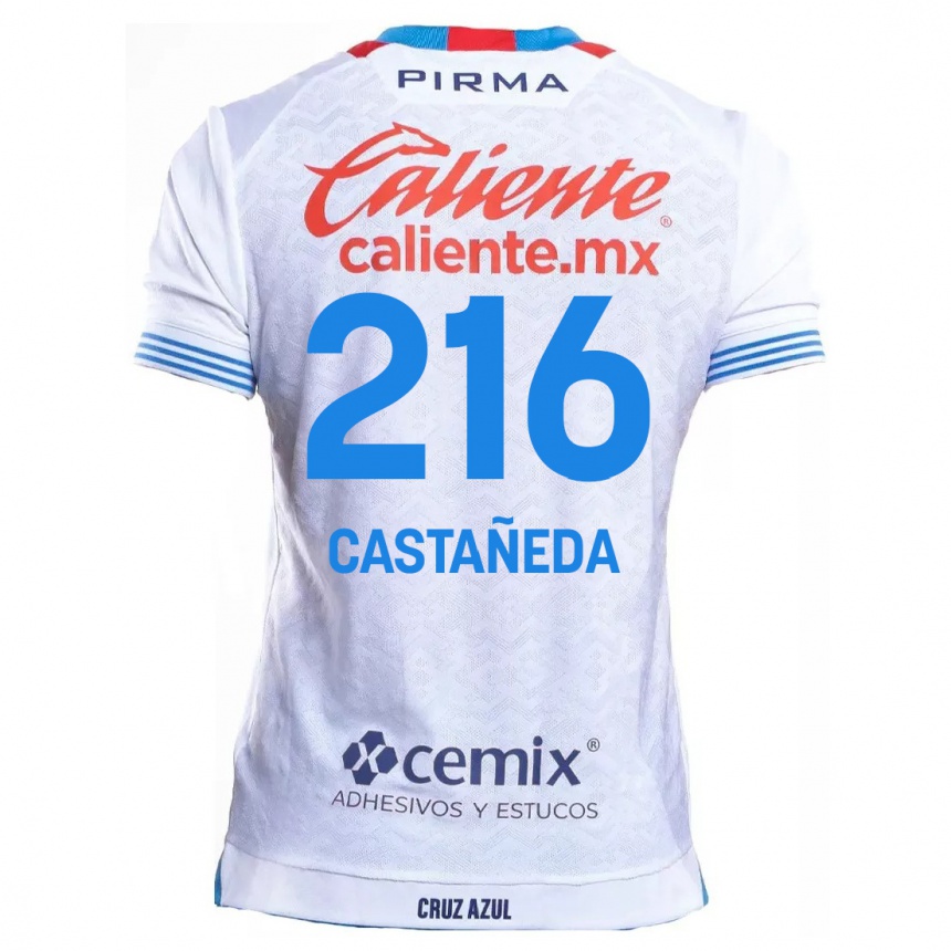 Kinder Fußball Ian Castañeda #216 Weiß Blau Auswärtstrikot Trikot 2024/25 T-Shirt Luxemburg