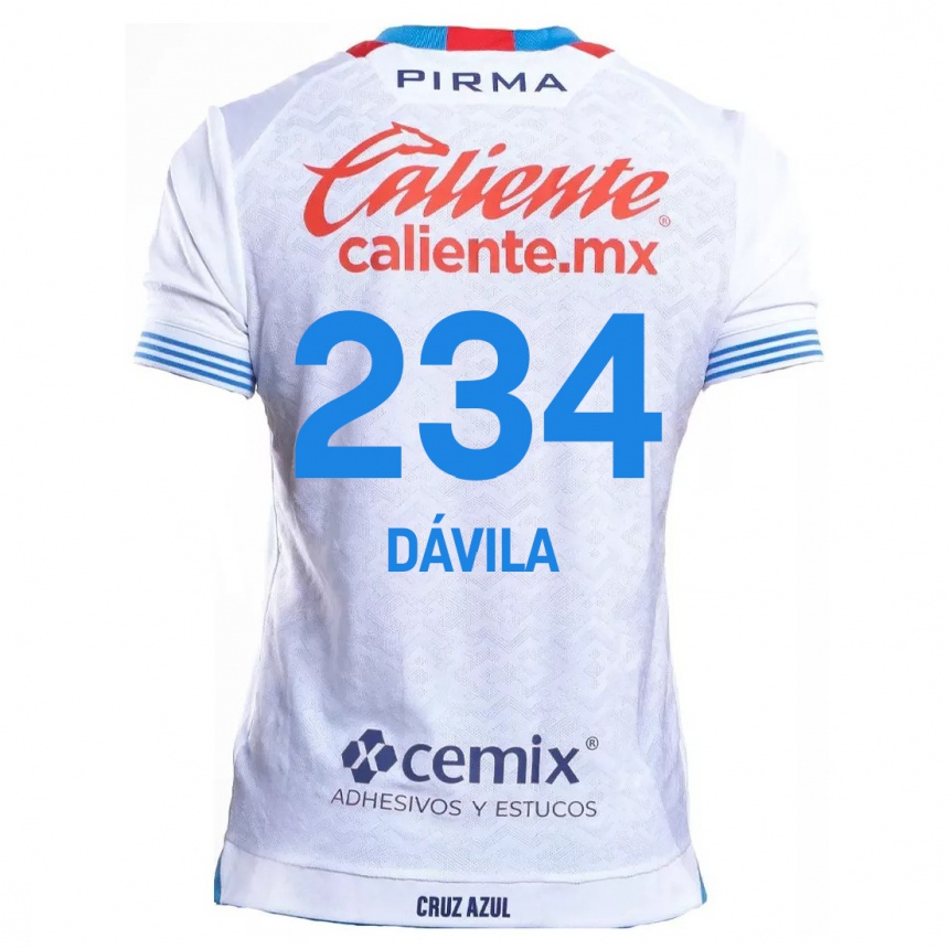 Kinder Fußball Emilio Dávila #234 Weiß Blau Auswärtstrikot Trikot 2024/25 T-Shirt Luxemburg