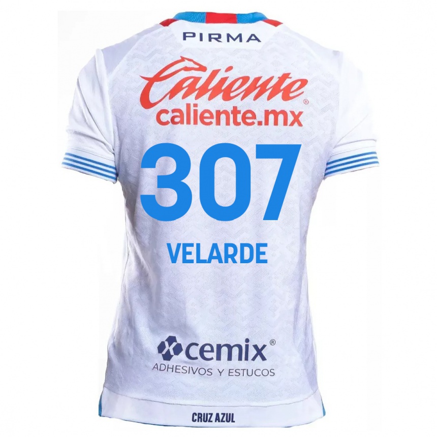 Kinder Fußball Juan Velarde #307 Weiß Blau Auswärtstrikot Trikot 2024/25 T-Shirt Luxemburg