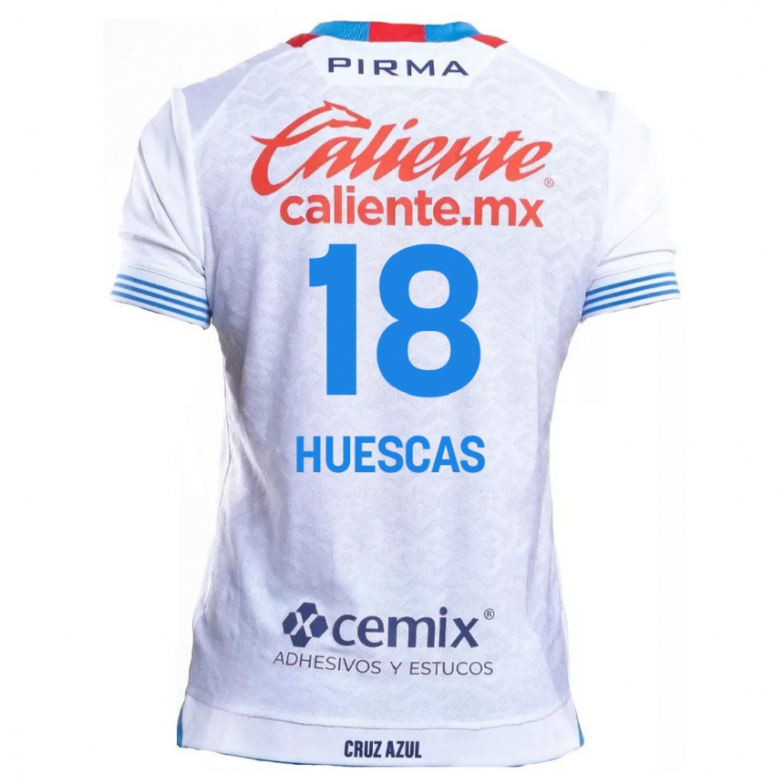 Kinder Fußball Rodrigo Huescas #18 Weiß Blau Auswärtstrikot Trikot 2024/25 T-Shirt Luxemburg