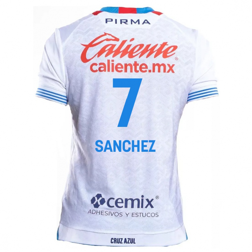 Kinder Fußball Andrea Sanchez #7 Weiß Blau Auswärtstrikot Trikot 2024/25 T-Shirt Luxemburg