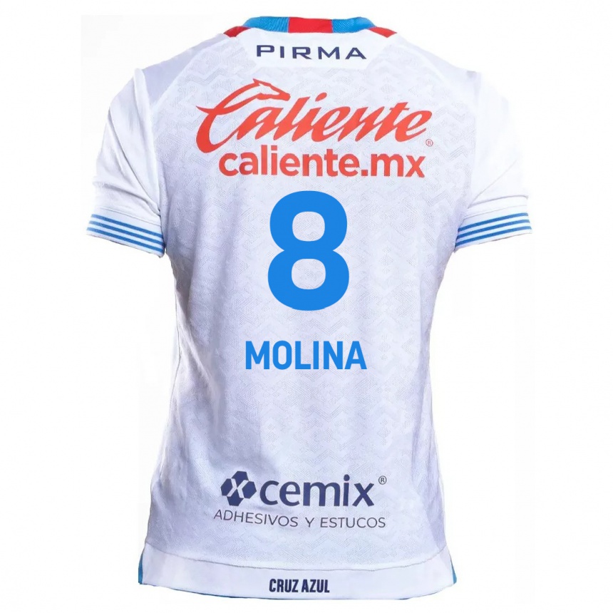 Kinder Fußball Dalia Molina #8 Weiß Blau Auswärtstrikot Trikot 2024/25 T-Shirt Luxemburg