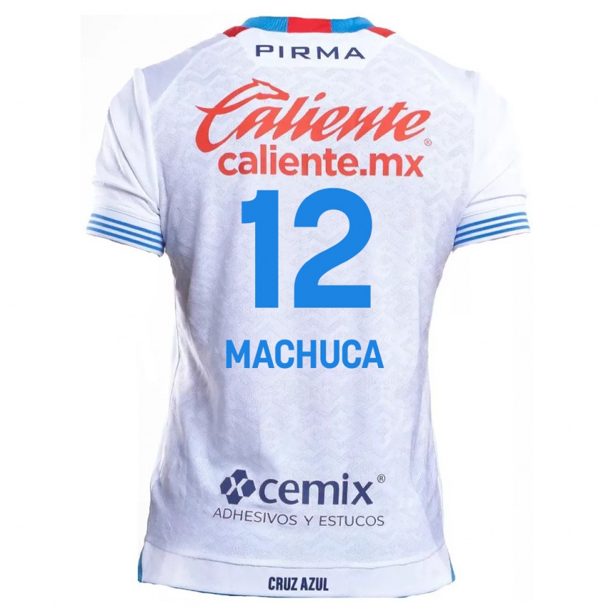 Kinder Fußball Gabriela Machuca #12 Weiß Blau Auswärtstrikot Trikot 2024/25 T-Shirt Luxemburg