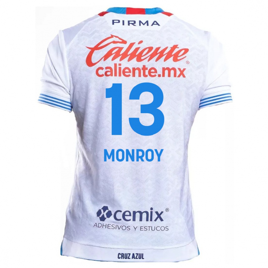 Kinder Fußball Daniela Monroy #13 Weiß Blau Auswärtstrikot Trikot 2024/25 T-Shirt Luxemburg