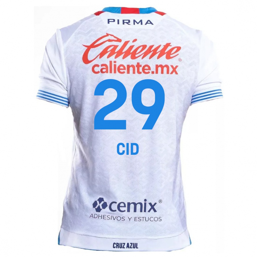 Kinder Fußball Claudia Cid #29 Weiß Blau Auswärtstrikot Trikot 2024/25 T-Shirt Luxemburg