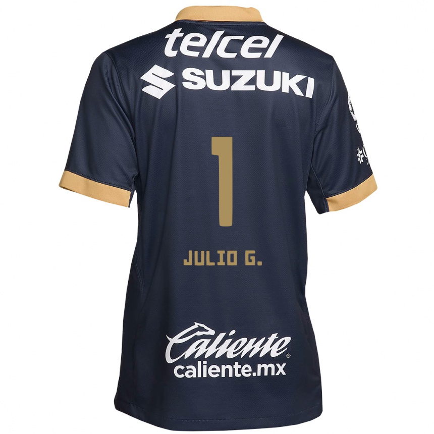 Kinder Fußball Julio González #1 Obsidian Gold Weiß Auswärtstrikot Trikot 2024/25 T-Shirt Luxemburg