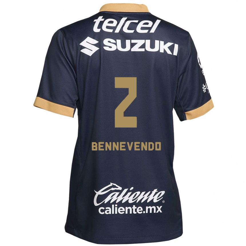 Kinder Fußball Pablo Bennevendo #2 Obsidian Gold Weiß Auswärtstrikot Trikot 2024/25 T-Shirt Luxemburg