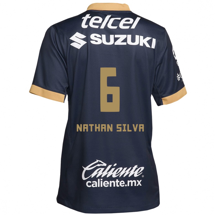 Kinder Fußball Nathan Silva #6 Obsidian Gold Weiß Auswärtstrikot Trikot 2024/25 T-Shirt Luxemburg