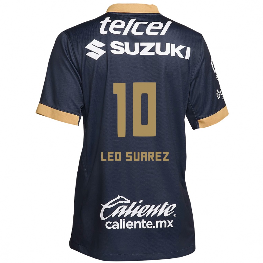 Kinder Fußball Leo Suárez #10 Obsidian Gold Weiß Auswärtstrikot Trikot 2024/25 T-Shirt Luxemburg