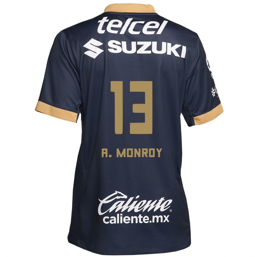 Kinder Fußball Pablo Monroy #13 Obsidian Gold Weiß Auswärtstrikot Trikot 2024/25 T-Shirt Luxemburg