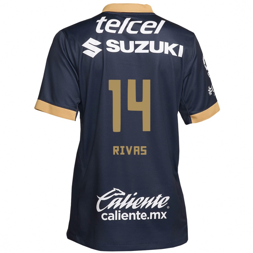 Kinder Fußball Jesús Rivas #14 Obsidian Gold Weiß Auswärtstrikot Trikot 2024/25 T-Shirt Luxemburg