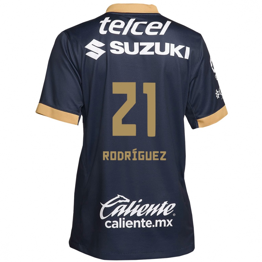 Kinder Fußball Michell Rodríguez #21 Obsidian Gold Weiß Auswärtstrikot Trikot 2024/25 T-Shirt Luxemburg