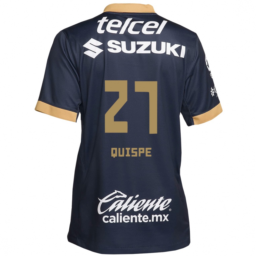 Kinder Fußball Piero Quispe #27 Obsidian Gold Weiß Auswärtstrikot Trikot 2024/25 T-Shirt Luxemburg