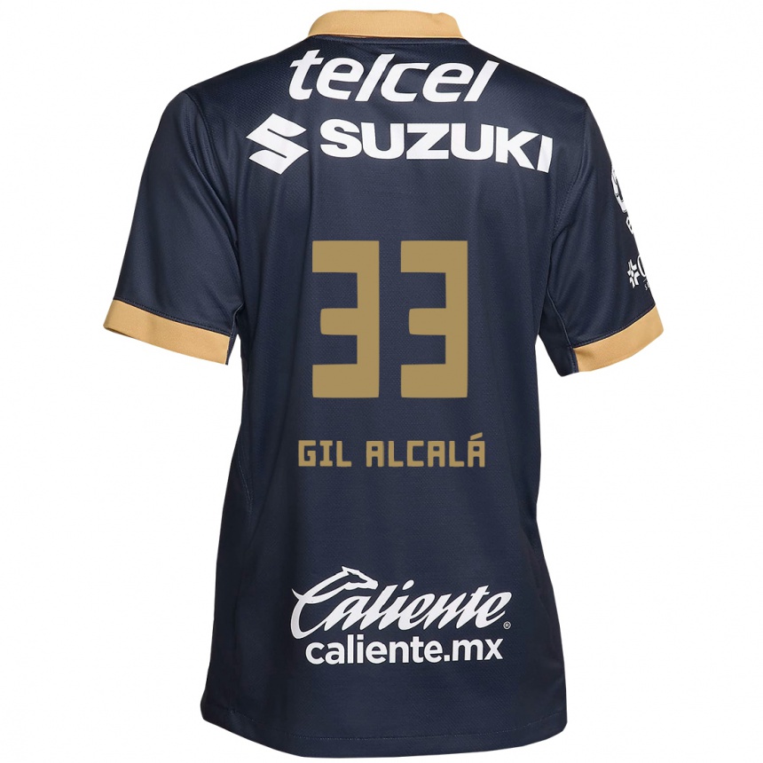 Kinder Fußball Gil Alcalá #33 Obsidian Gold Weiß Auswärtstrikot Trikot 2024/25 T-Shirt Luxemburg