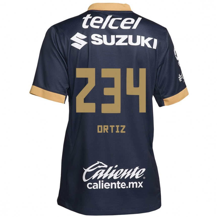 Kinder Fußball Jorge Ortiz #234 Obsidian Gold Weiß Auswärtstrikot Trikot 2024/25 T-Shirt Luxemburg