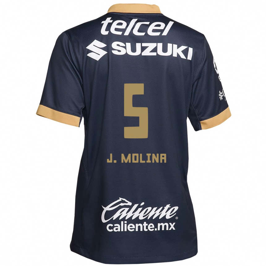 Kinder Fußball Jesús Molina #5 Obsidian Gold Weiß Auswärtstrikot Trikot 2024/25 T-Shirt Luxemburg