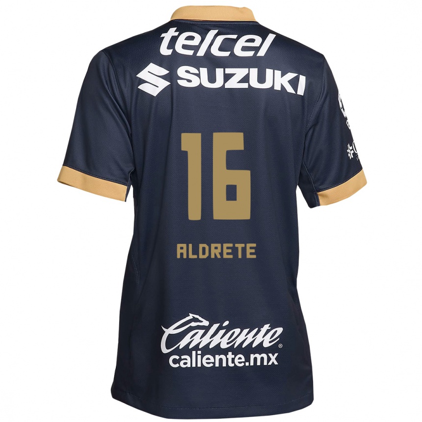 Kinder Fußball Adrián Aldrete #16 Obsidian Gold Weiß Auswärtstrikot Trikot 2024/25 T-Shirt Luxemburg