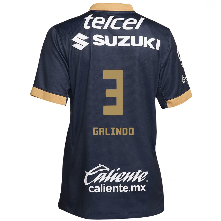 Kinder Fußball Ricardo Galindo #3 Obsidian Gold Weiß Auswärtstrikot Trikot 2024/25 T-Shirt Luxemburg