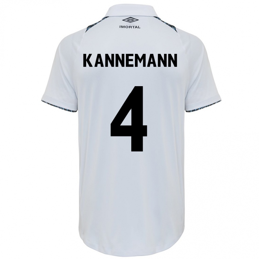 Kinder Fußball Walter Kannemann #4 Weiß Blau Auswärtstrikot Trikot 2024/25 T-Shirt Luxemburg