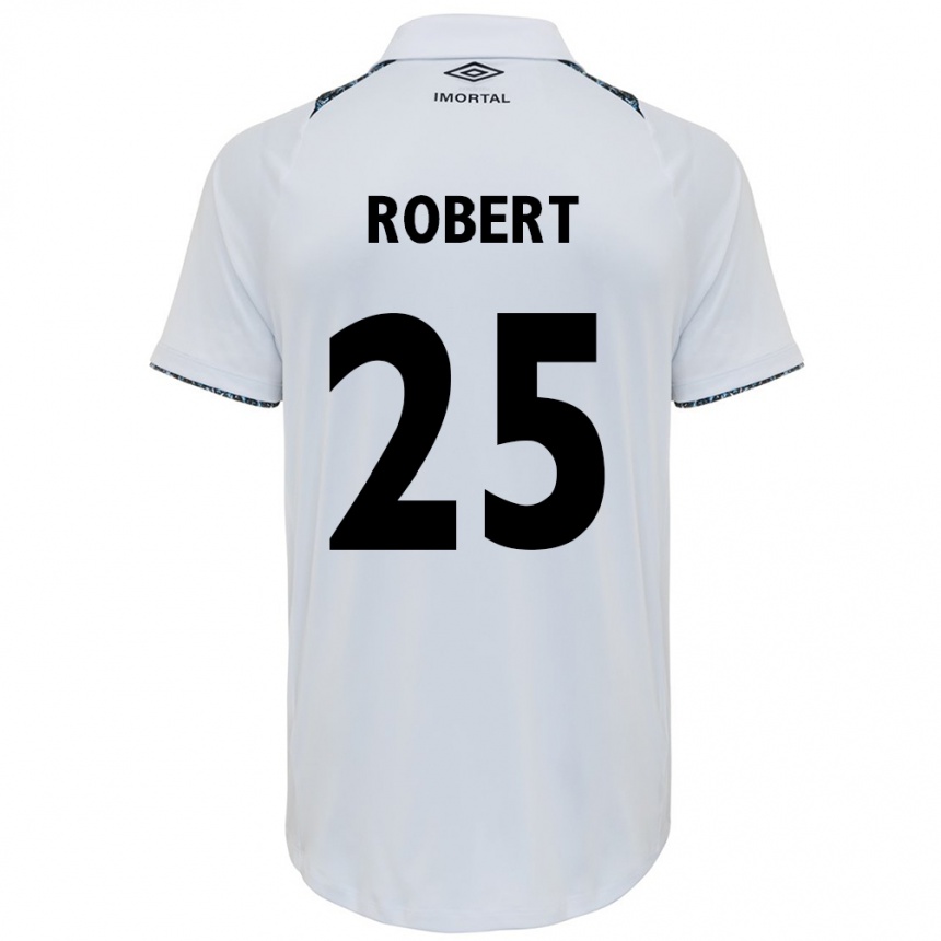 Kinder Fußball Jhonata Robert #25 Weiß Blau Auswärtstrikot Trikot 2024/25 T-Shirt Luxemburg