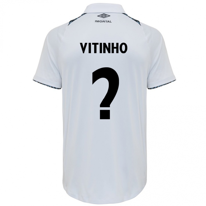 Kinder Fußball Vitinho #0 Weiß Blau Auswärtstrikot Trikot 2024/25 T-Shirt Luxemburg