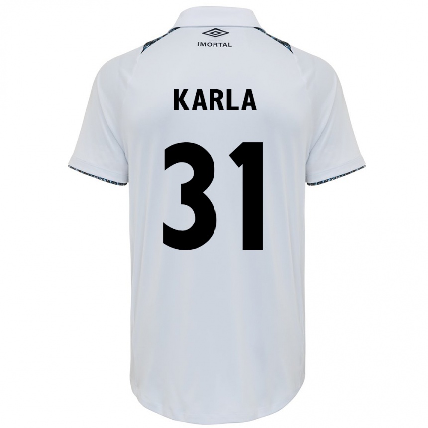 Kinder Fußball Emmily Karla #31 Weiß Blau Auswärtstrikot Trikot 2024/25 T-Shirt Luxemburg