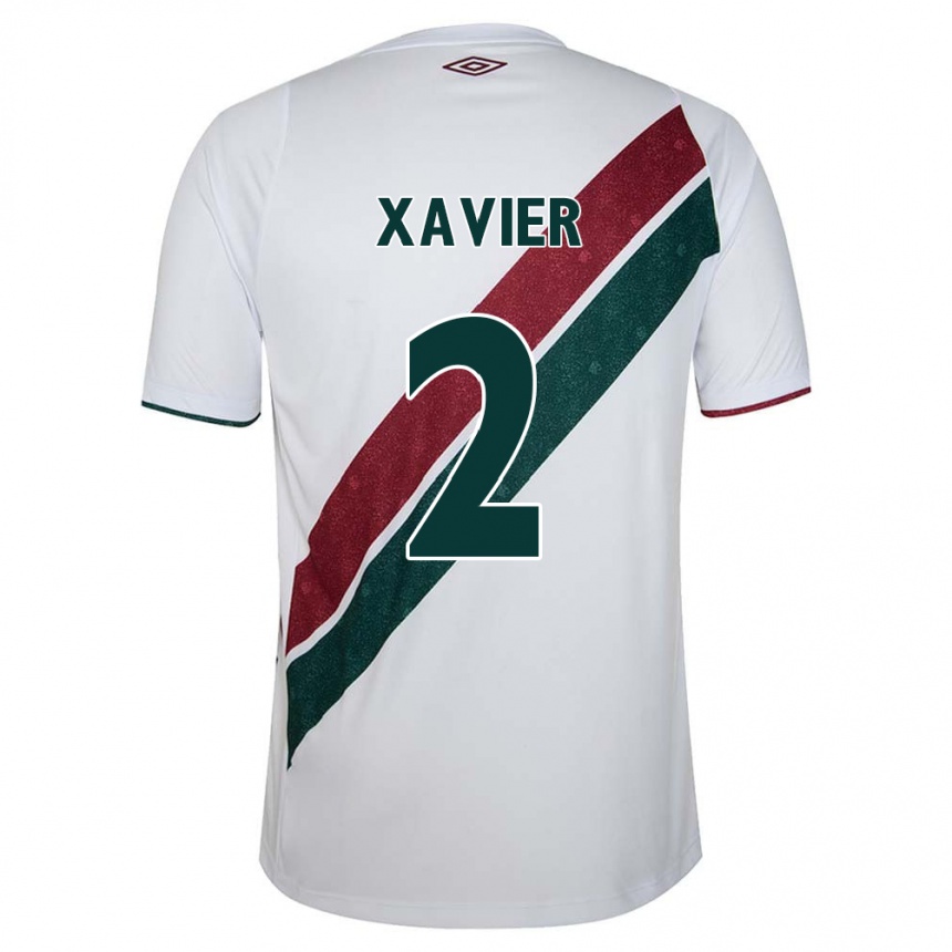 Kinder Fußball Samuel Xavier #2 Weiß Grün Kastanienbraun Auswärtstrikot Trikot 2024/25 T-Shirt Luxemburg