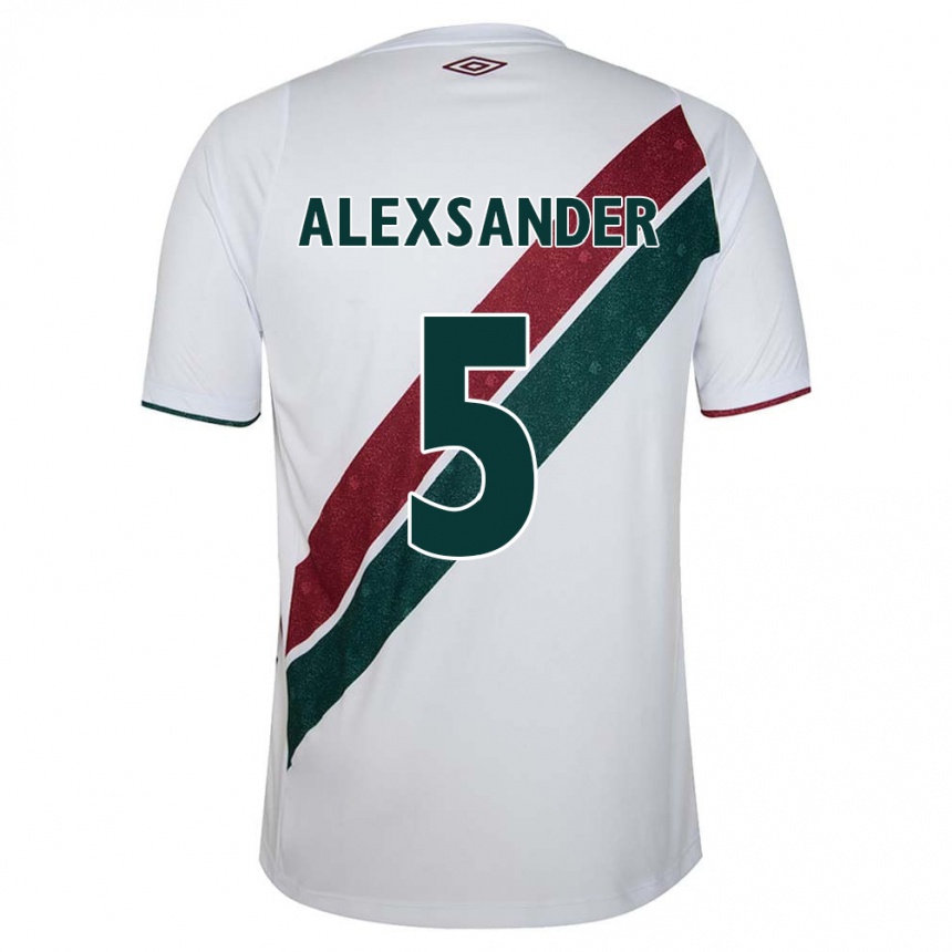 Kinder Fußball Alexsander #5 Weiß Grün Kastanienbraun Auswärtstrikot Trikot 2024/25 T-Shirt Luxemburg