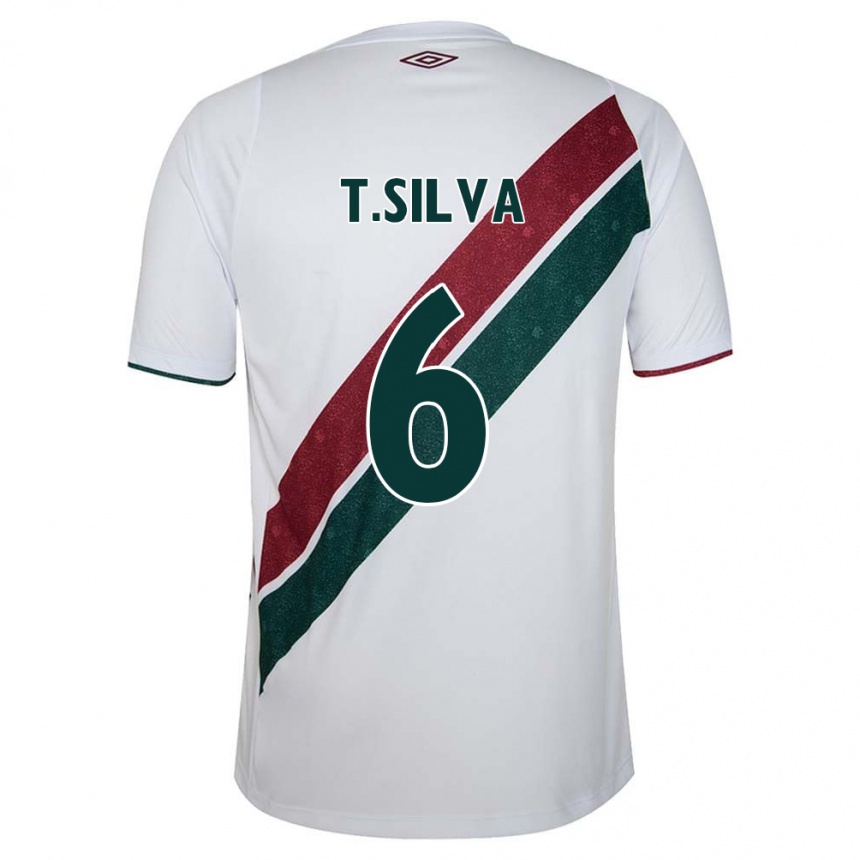 Kinder Fußball Thiago Silva #6 Weiß Grün Kastanienbraun Auswärtstrikot Trikot 2024/25 T-Shirt Luxemburg