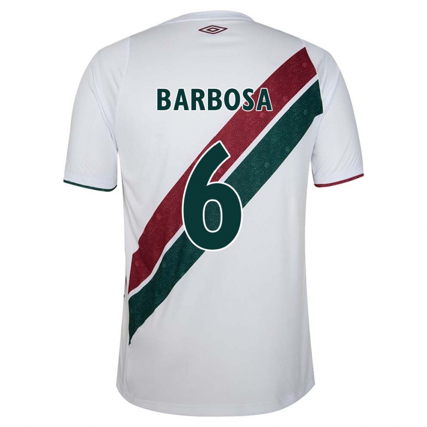 Kinder Fußball Diogo Barbosa #6 Weiß Grün Kastanienbraun Auswärtstrikot Trikot 2024/25 T-Shirt Luxemburg