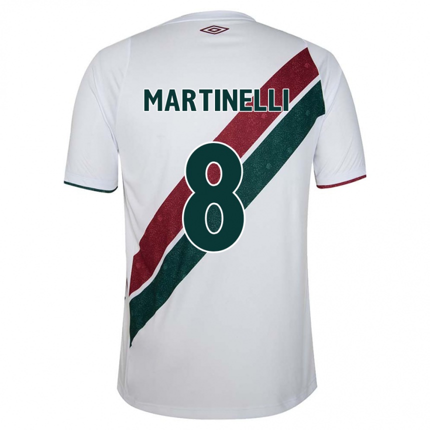 Kinder Fußball Martinelli #8 Weiß Grün Kastanienbraun Auswärtstrikot Trikot 2024/25 T-Shirt Luxemburg