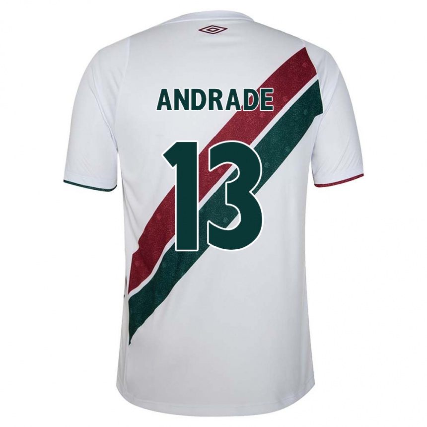 Kinder Fußball Felipe Andrade #13 Weiß Grün Kastanienbraun Auswärtstrikot Trikot 2024/25 T-Shirt Luxemburg