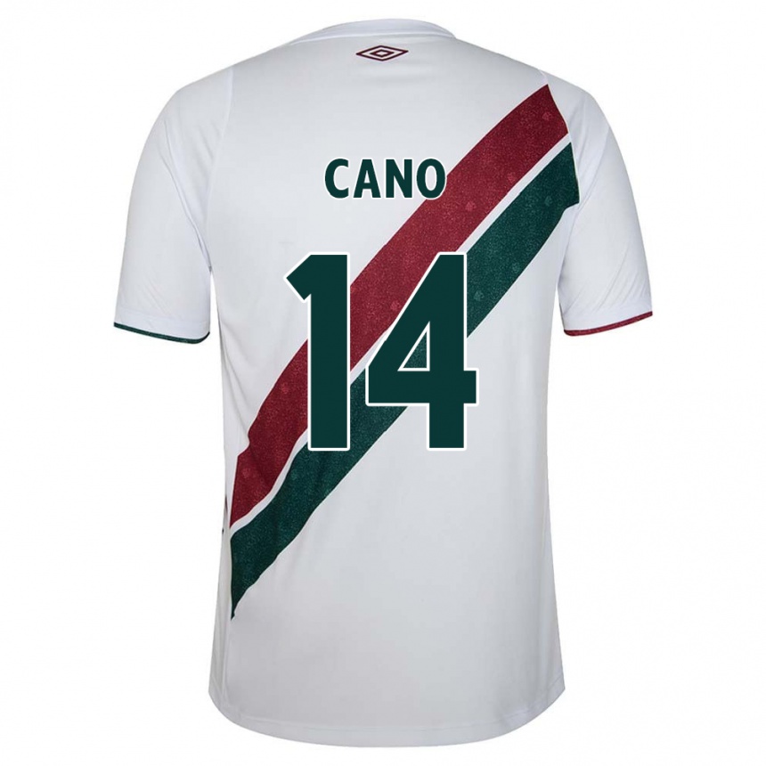 Kinder Fußball Germán Cano #14 Weiß Grün Kastanienbraun Auswärtstrikot Trikot 2024/25 T-Shirt Luxemburg