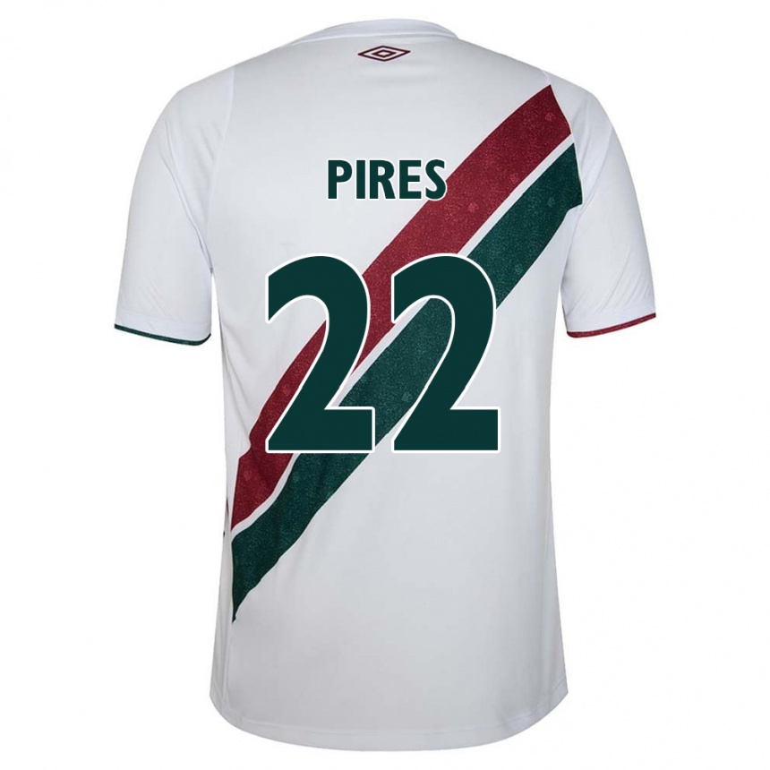 Kinder Fußball Gabriel Pires #22 Weiß Grün Kastanienbraun Auswärtstrikot Trikot 2024/25 T-Shirt Luxemburg